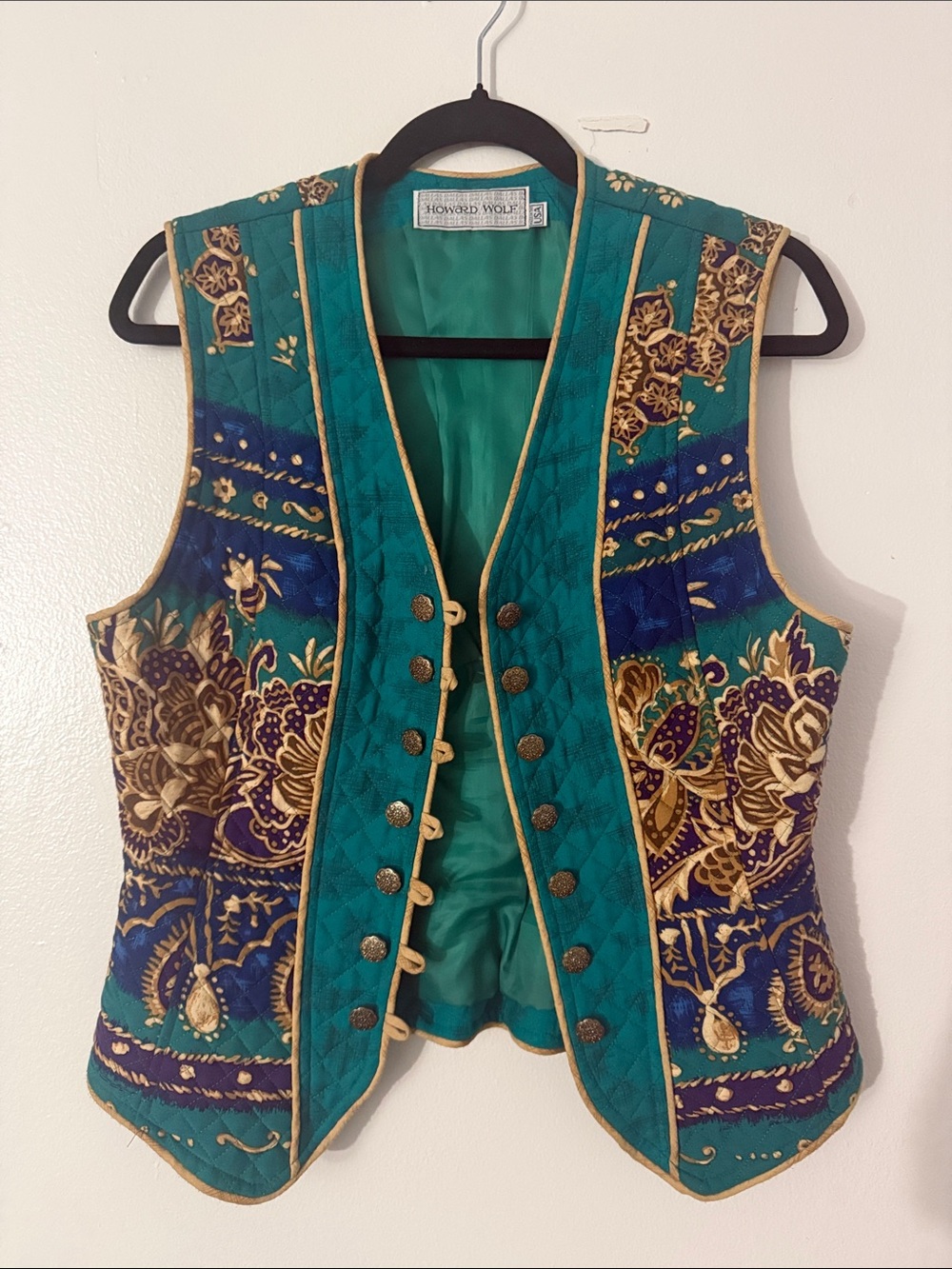Vintage Howard Wolf Whimsical Festive Quilted Vest SZ 6